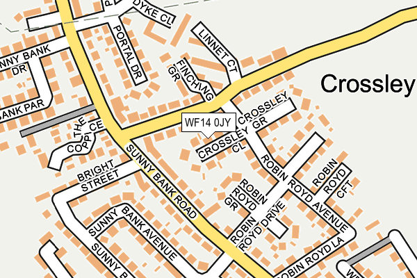 WF14 0JY map - OS OpenMap – Local (Ordnance Survey) WF14 0JY map - OS OpenMap – Local (Ordnance Survey)