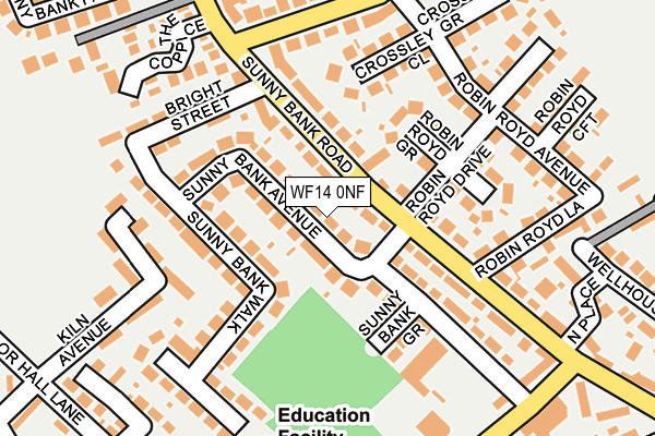 WF14 0NF map - OS OpenMap – Local (Ordnance Survey) WF14 0NF map - OS OpenMap – Local (Ordnance Survey)