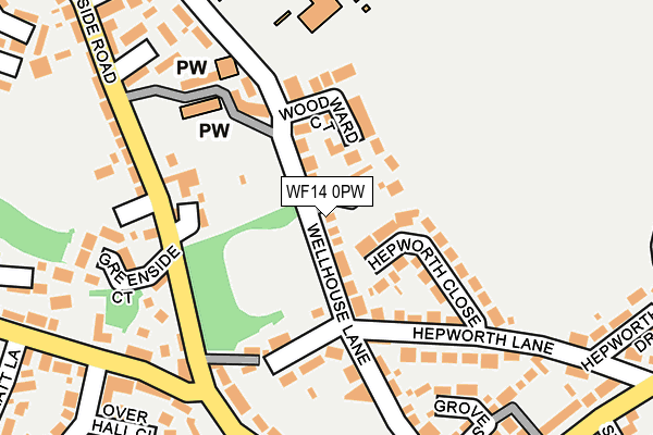 WF14 0PW map - OS OpenMap – Local (Ordnance Survey) WF14 0PW map - OS OpenMap – Local (Ordnance Survey)