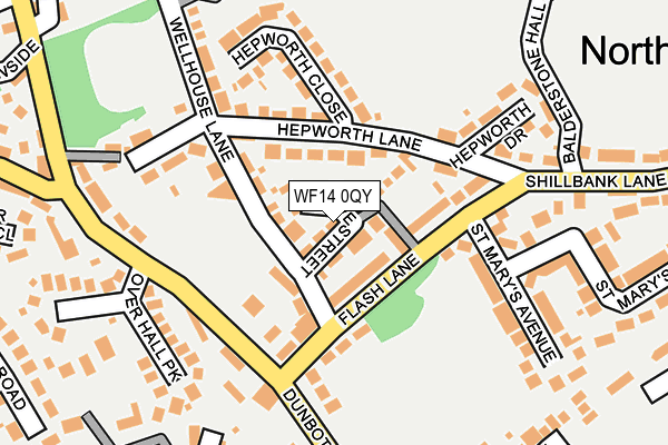 WF14 0QY map - OS OpenMap – Local (Ordnance Survey) WF14 0QY map - OS OpenMap – Local (Ordnance Survey)