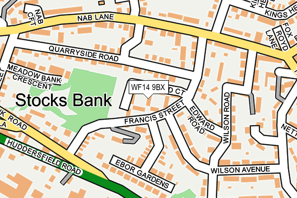 WF14 9BX map - OS OpenMap – Local (Ordnance Survey) WF14 9BX map - OS OpenMap – Local (Ordnance Survey)