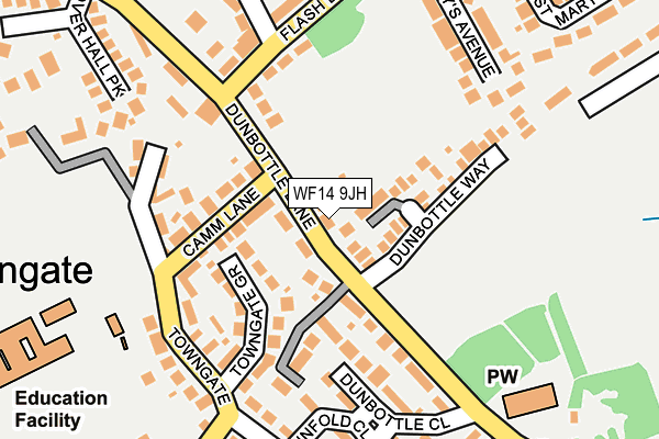 WF14 9JH map - OS OpenMap – Local (Ordnance Survey) WF14 9JH map - OS OpenMap – Local (Ordnance Survey)