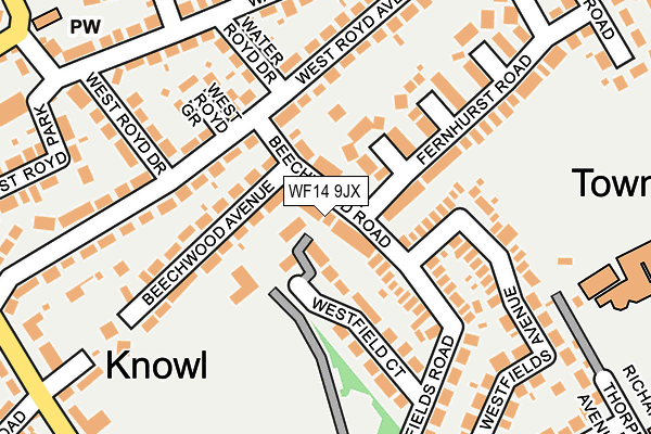 WF14 9JX map - OS OpenMap – Local (Ordnance Survey) WF14 9JX map - OS OpenMap – Local (Ordnance Survey)