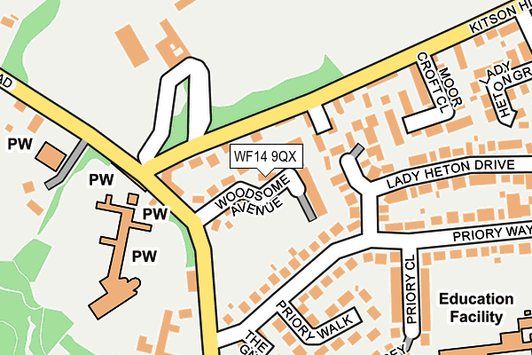 WF14 9QX map - OS OpenMap – Local (Ordnance Survey) WF14 9QX map - OS OpenMap – Local (Ordnance Survey)