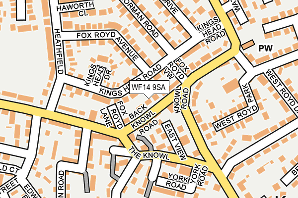 WF14 9SA map - OS OpenMap – Local (Ordnance Survey) WF14 9SA map - OS OpenMap – Local (Ordnance Survey)