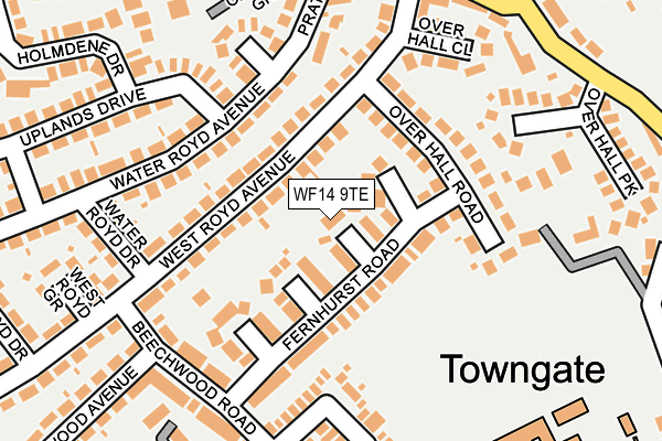 WF14 9TE map - OS OpenMap – Local (Ordnance Survey) WF14 9TE map - OS OpenMap – Local (Ordnance Survey)