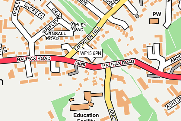 WF15 6PN map - OS OpenMap – Local (Ordnance Survey) WF15 6PN map - OS OpenMap – Local (Ordnance Survey)
