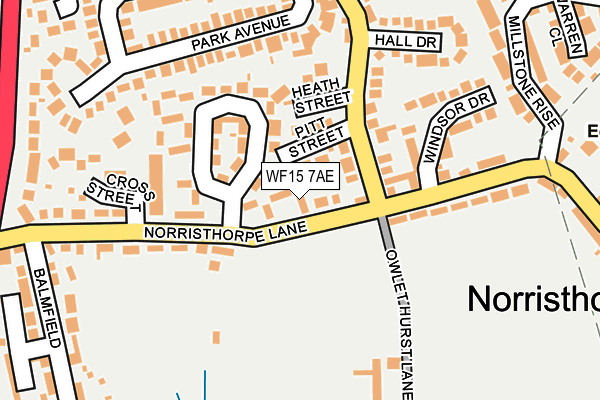 WF15 7AE map - OS OpenMap – Local (Ordnance Survey) WF15 7AE map - OS OpenMap – Local (Ordnance Survey)