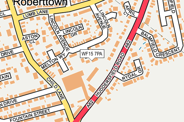 WF15 7PA map - OS OpenMap – Local (Ordnance Survey) WF15 7PA map - OS OpenMap – Local (Ordnance Survey)