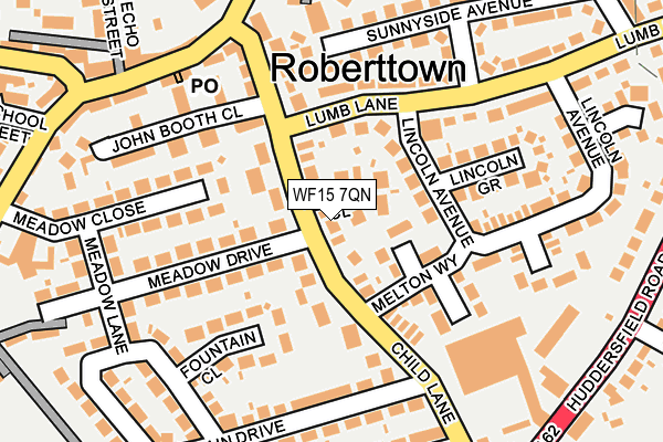 WF15 7QN map - OS OpenMap – Local (Ordnance Survey) WF15 7QN map - OS OpenMap – Local (Ordnance Survey)