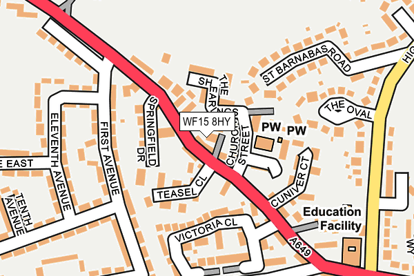 WF15 8HY map - OS OpenMap – Local (Ordnance Survey) WF15 8HY map - OS OpenMap – Local (Ordnance Survey)