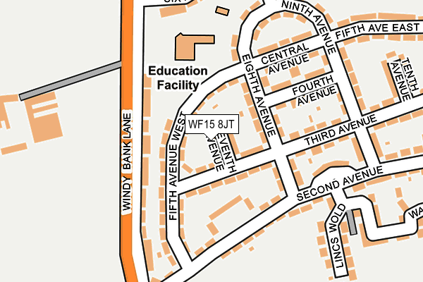 WF15 8JT map - OS OpenMap – Local (Ordnance Survey) WF15 8JT map - OS OpenMap – Local (Ordnance Survey)
