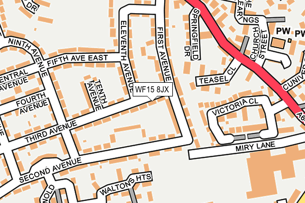 WF15 8JX map - OS OpenMap – Local (Ordnance Survey) WF15 8JX map - OS OpenMap – Local (Ordnance Survey)