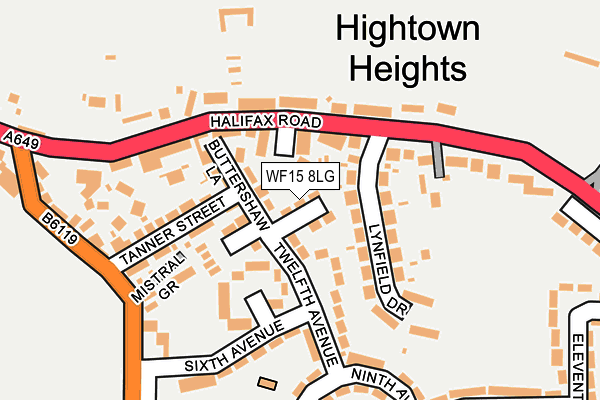 WF15 8LG map - OS OpenMap – Local (Ordnance Survey) WF15 8LG map - OS OpenMap – Local (Ordnance Survey)