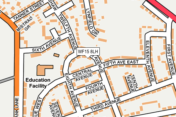 WF15 8LH map - OS OpenMap – Local (Ordnance Survey) WF15 8LH map - OS OpenMap – Local (Ordnance Survey)