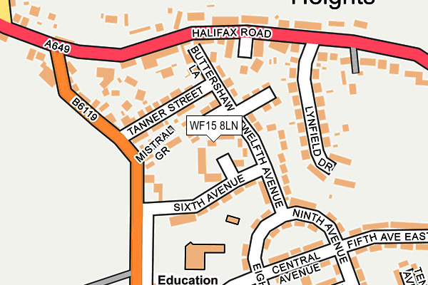 WF15 8LN map - OS OpenMap – Local (Ordnance Survey) WF15 8LN map - OS OpenMap – Local (Ordnance Survey)
