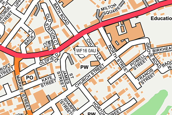 WF16 0AU map - OS OpenMap – Local (Ordnance Survey) WF16 0AU map - OS OpenMap – Local (Ordnance Survey)