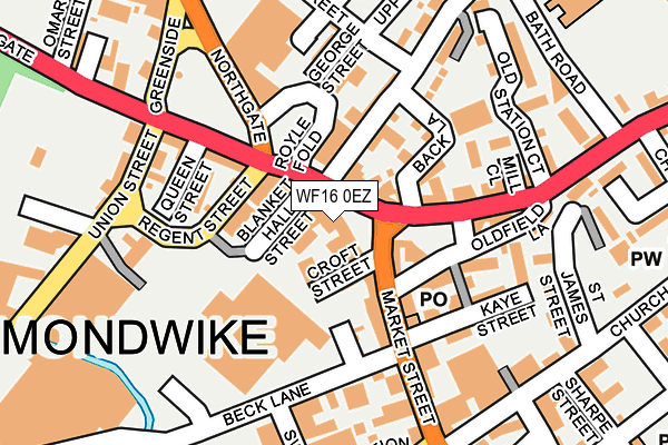 WF16 0EZ map - OS OpenMap – Local (Ordnance Survey)