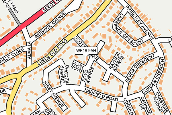 WF16 9AH map - OS OpenMap – Local (Ordnance Survey) WF16 9AH map - OS OpenMap – Local (Ordnance Survey)