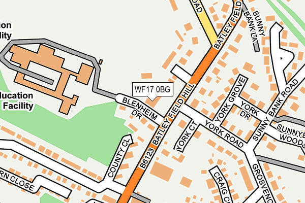 WF17 0BG map - OS OpenMap – Local (Ordnance Survey) WF17 0BG map - OS OpenMap – Local (Ordnance Survey)