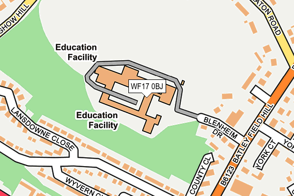 WF17 0BJ map - OS OpenMap – Local (Ordnance Survey) WF17 0BJ map - OS OpenMap – Local (Ordnance Survey)