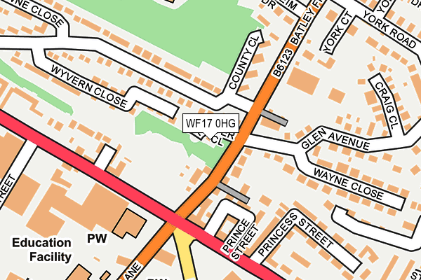 WF17 0HG map - OS OpenMap – Local (Ordnance Survey) WF17 0HG map - OS OpenMap – Local (Ordnance Survey)