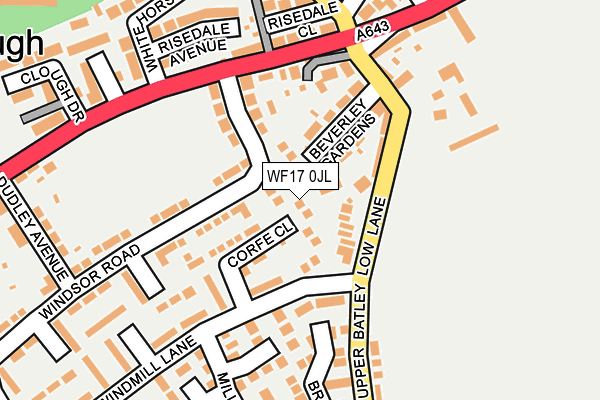 WF17 0JL map - OS OpenMap – Local (Ordnance Survey) WF17 0JL map - OS OpenMap – Local (Ordnance Survey)