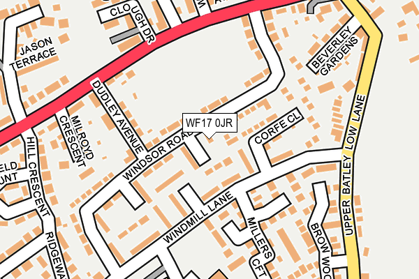 WF17 0JR map - OS OpenMap – Local (Ordnance Survey) WF17 0JR map - OS OpenMap – Local (Ordnance Survey)