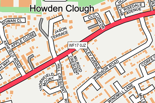 WF17 0JZ map - OS OpenMap – Local (Ordnance Survey) WF17 0JZ map - OS OpenMap – Local (Ordnance Survey)