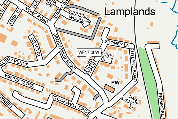 WF17 0LW map - OS OpenMap – Local (Ordnance Survey) WF17 0LW map - OS OpenMap – Local (Ordnance Survey)