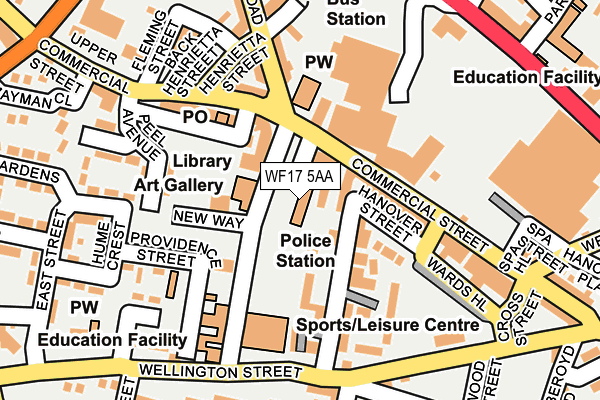 WF17 5AA map - OS OpenMap – Local (Ordnance Survey) WF17 5AA map - OS OpenMap – Local (Ordnance Survey)