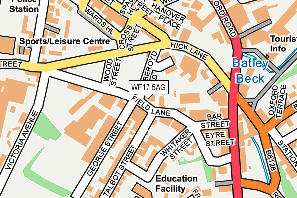 WF17 5AG map - OS OpenMap – Local (Ordnance Survey) WF17 5AG map - OS OpenMap – Local (Ordnance Survey)