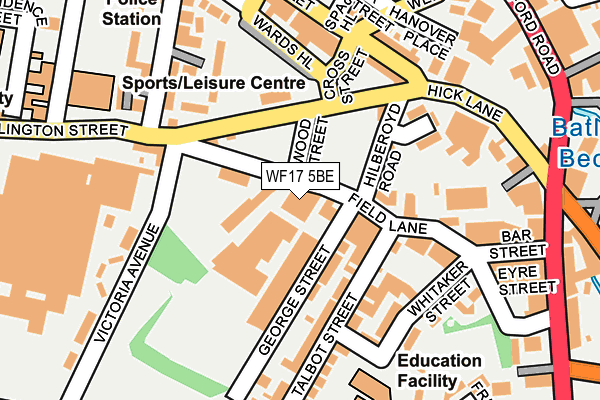 WF17 5BE map - OS OpenMap – Local (Ordnance Survey) WF17 5BE map - OS OpenMap – Local (Ordnance Survey)