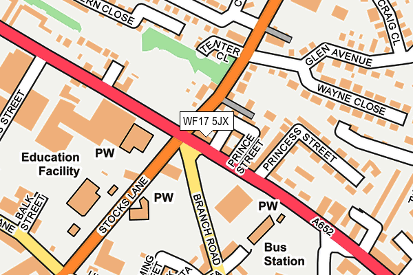 WF17 5JX map - OS OpenMap – Local (Ordnance Survey) WF17 5JX map - OS OpenMap – Local (Ordnance Survey)