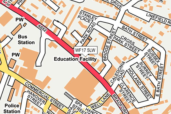 WF17 5LW map - OS OpenMap – Local (Ordnance Survey) WF17 5LW map - OS OpenMap – Local (Ordnance Survey)