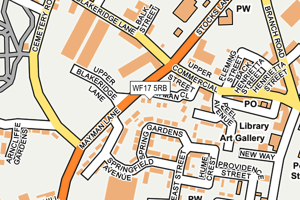 WF17 5RB map - OS OpenMap – Local (Ordnance Survey) WF17 5RB map - OS OpenMap – Local (Ordnance Survey)