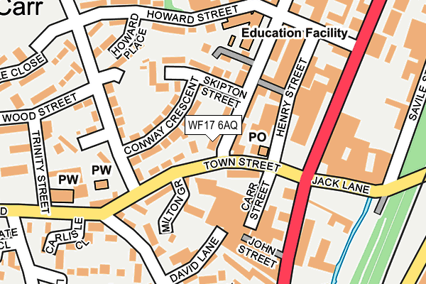 WF17 6AQ map - OS OpenMap – Local (Ordnance Survey)