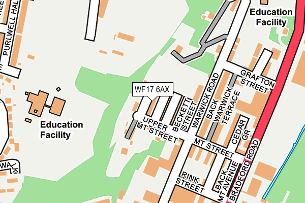 WF17 6AX map - OS OpenMap – Local (Ordnance Survey) WF17 6AX map - OS OpenMap – Local (Ordnance Survey)