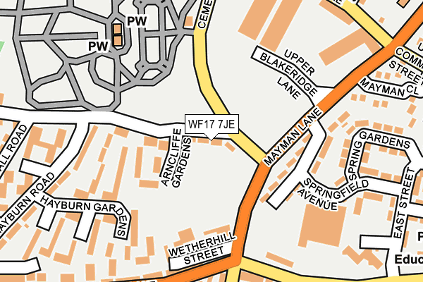 WF17 7JE map - OS OpenMap – Local (Ordnance Survey) WF17 7JE map - OS OpenMap – Local (Ordnance Survey)