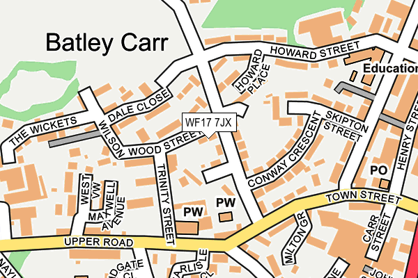 WF17 7JX map - OS OpenMap – Local (Ordnance Survey) WF17 7JX map - OS OpenMap – Local (Ordnance Survey)