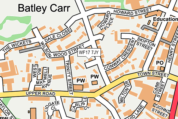 WF17 7JY map - OS OpenMap – Local (Ordnance Survey) WF17 7JY map - OS OpenMap – Local (Ordnance Survey)