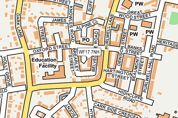 WF17 7NH map - OS OpenMap – Local (Ordnance Survey) WF17 7NH map - OS OpenMap – Local (Ordnance Survey)