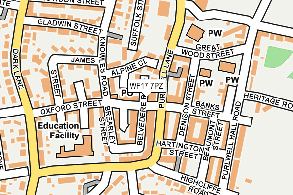 WF17 7PZ map - OS OpenMap – Local (Ordnance Survey) WF17 7PZ map - OS OpenMap – Local (Ordnance Survey)