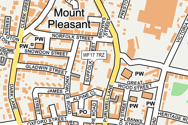 WF17 7RZ map - OS OpenMap – Local (Ordnance Survey) WF17 7RZ map - OS OpenMap – Local (Ordnance Survey)