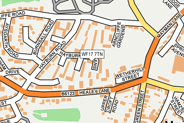 WF17 7TN map - OS OpenMap – Local (Ordnance Survey) WF17 7TN map - OS OpenMap – Local (Ordnance Survey)