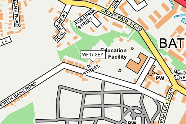 WF17 8EY map - OS OpenMap – Local (Ordnance Survey) WF17 8EY map - OS OpenMap – Local (Ordnance Survey)