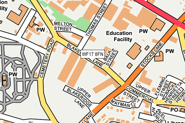WF17 8FN map - OS OpenMap – Local (Ordnance Survey) WF17 8FN map - OS OpenMap – Local (Ordnance Survey)