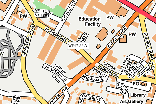 WF17 8FW map - OS OpenMap – Local (Ordnance Survey) WF17 8FW map - OS OpenMap – Local (Ordnance Survey)