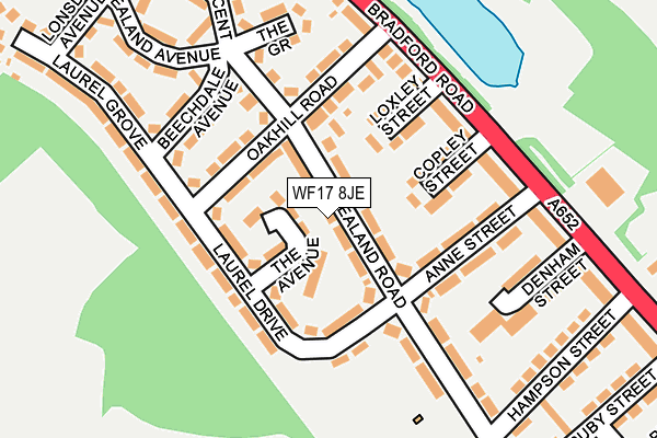 WF17 8JE map - OS OpenMap – Local (Ordnance Survey) WF17 8JE map - OS OpenMap – Local (Ordnance Survey)