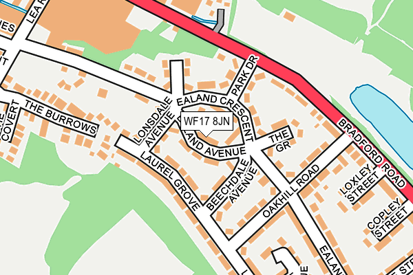 WF17 8JN map - OS OpenMap – Local (Ordnance Survey) WF17 8JN map - OS OpenMap – Local (Ordnance Survey)